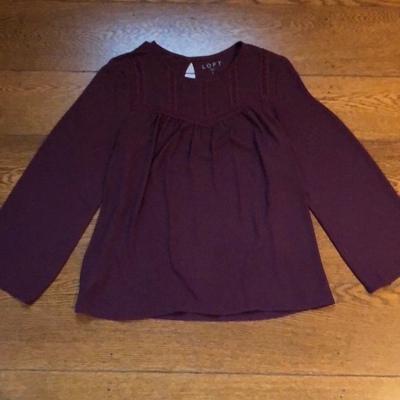 LOFT Bohemian Flowy Peasant Blouse Cabernet Red S - Picture 1 of 5